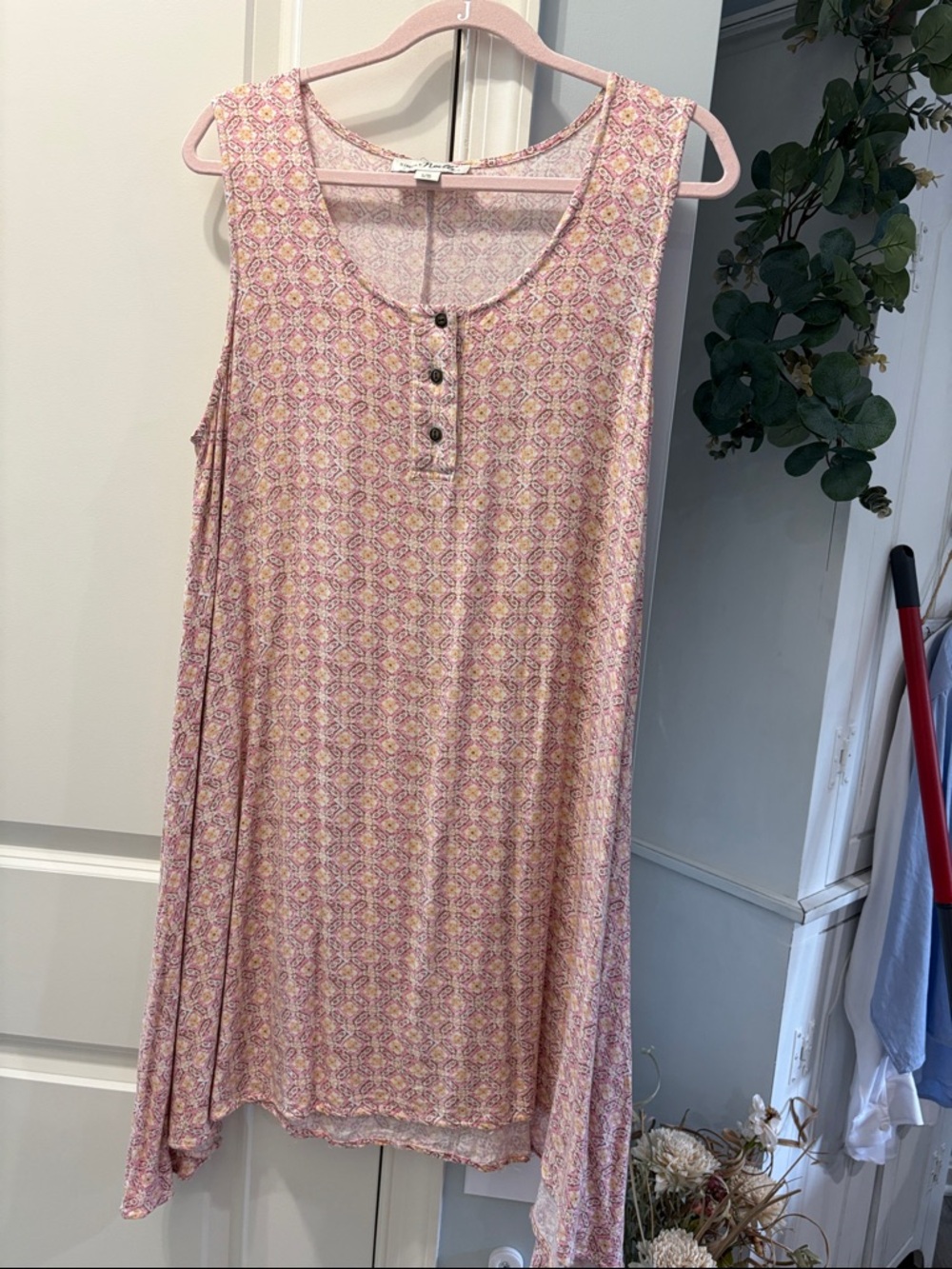 Simply Noelle Pink Patterned Sleeveless Swing Dress